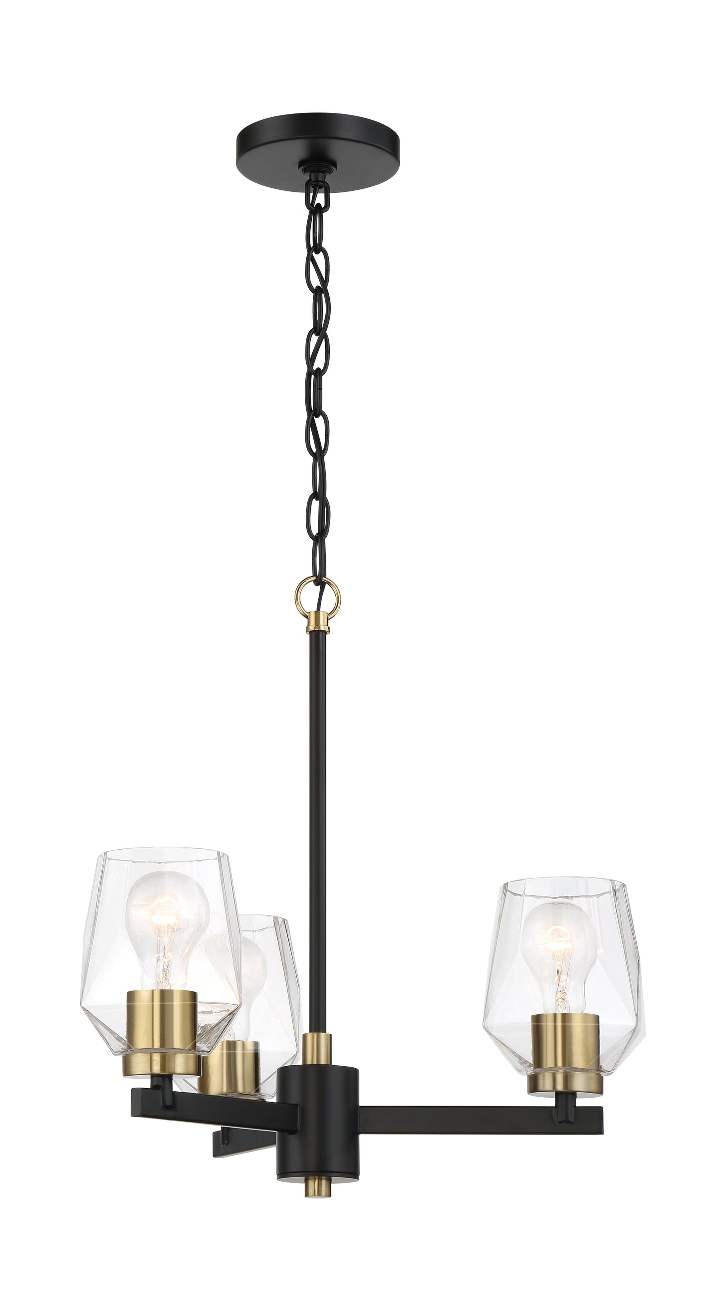 56923-FBSB - Avante Grand 3 Light 19" Wide Chandelier - Flat Black / Satin Brass