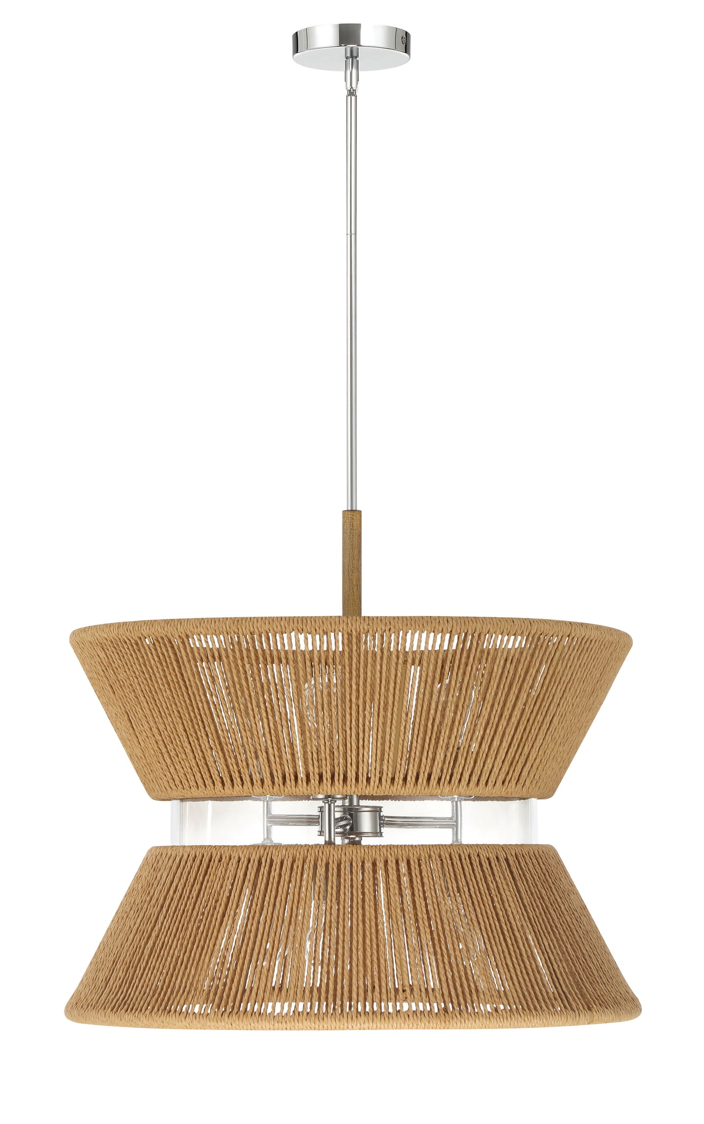 58596-CHWAL - Serena 6 Light 24" Wide Pendant - Chrome / Walnut