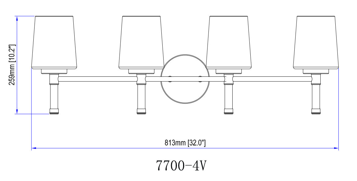 7700-4V-MB - Henri 4 Light 32" Vanity - Matte Black