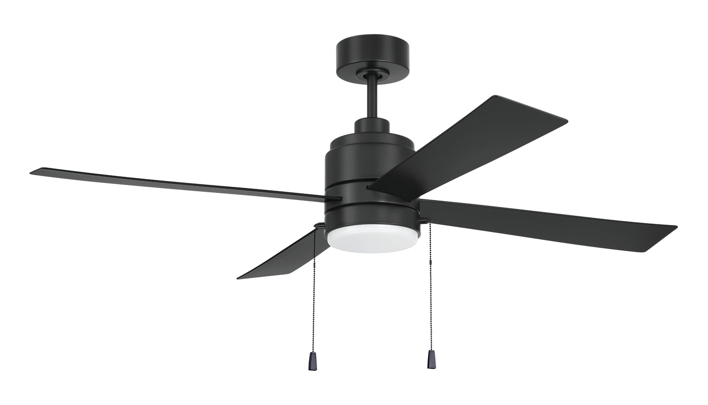 OMCY52FB4-PC - Outdoor McCoy 52 4 Blade with Pull Chains 52" 4 Blade Indoor Outdoor Ceiling Fan with Light Kit - Flat Black