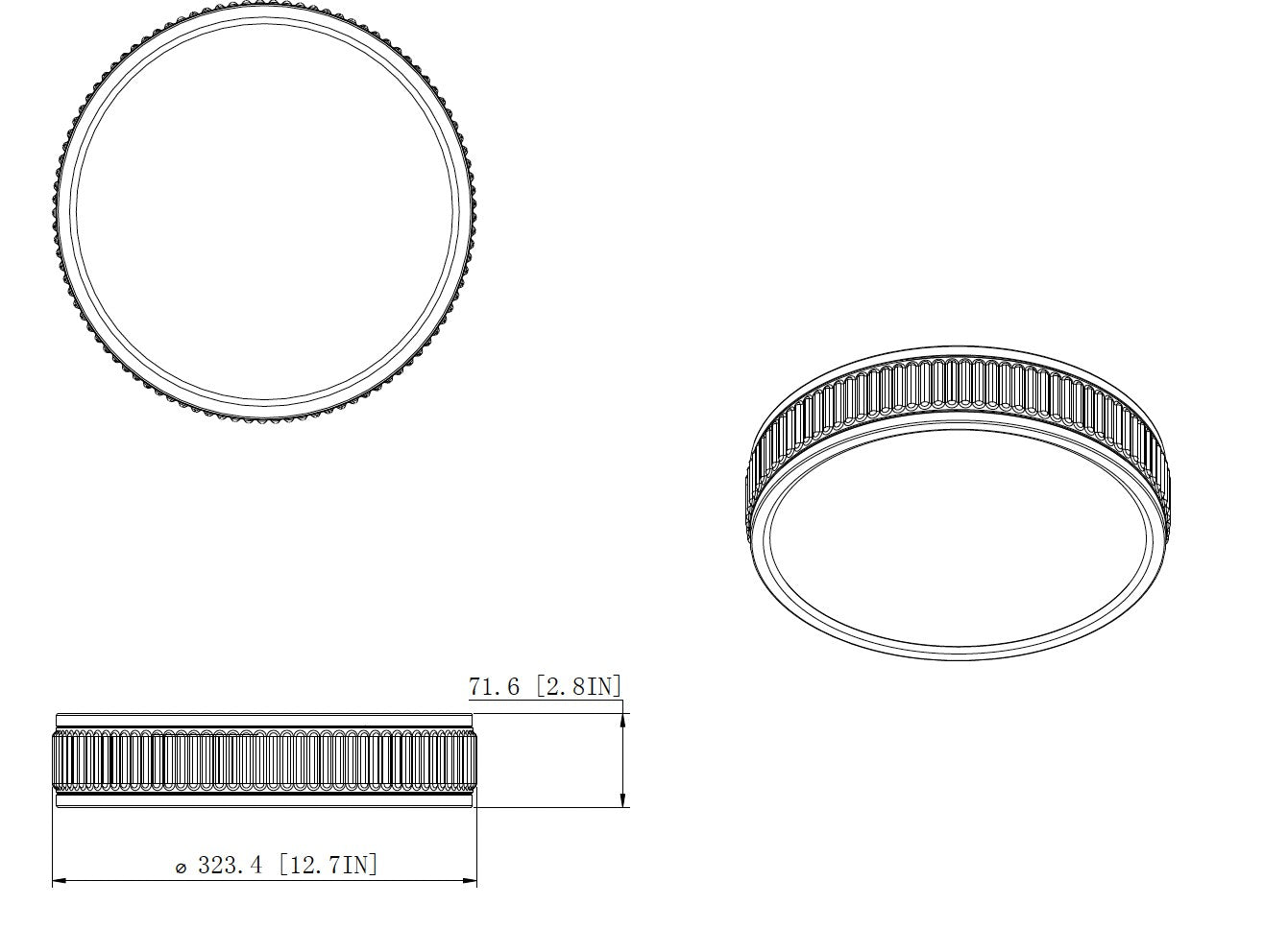 1013F12-MB-LED - Stari 1 Light Flush 13" Mount - Matte Black