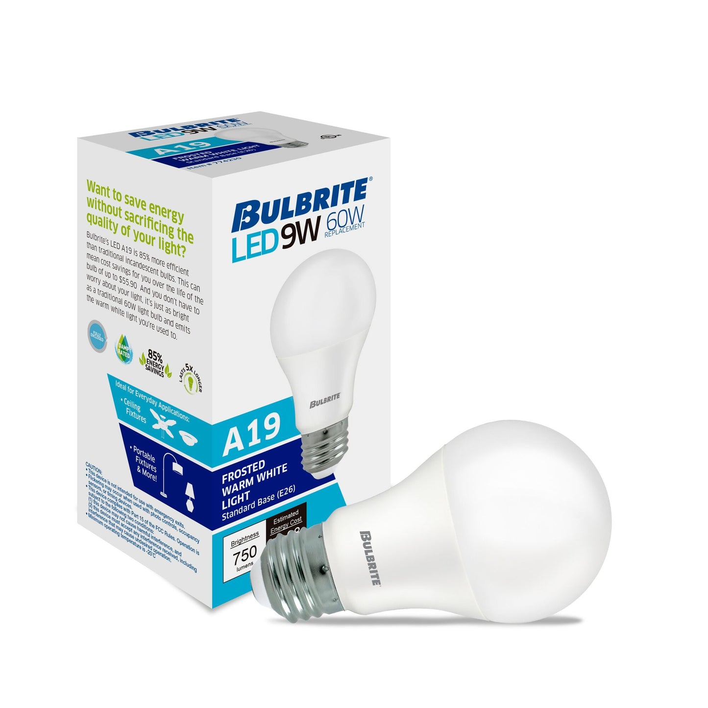 774243 - Frost A19 LED Light Bulb - 8.5 Watt - 2700K - 8 Pack