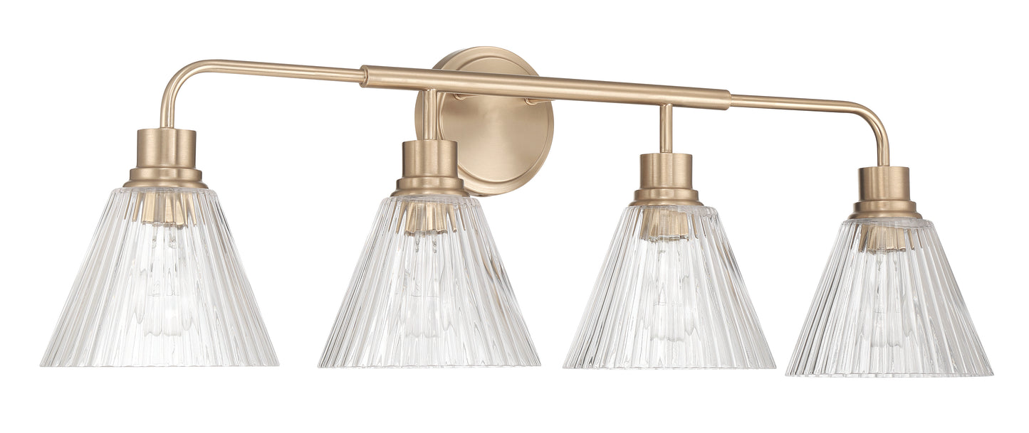 61104-CPZ - Pleated 4 Light 34" Wide Vanity Light - Premium Bronze