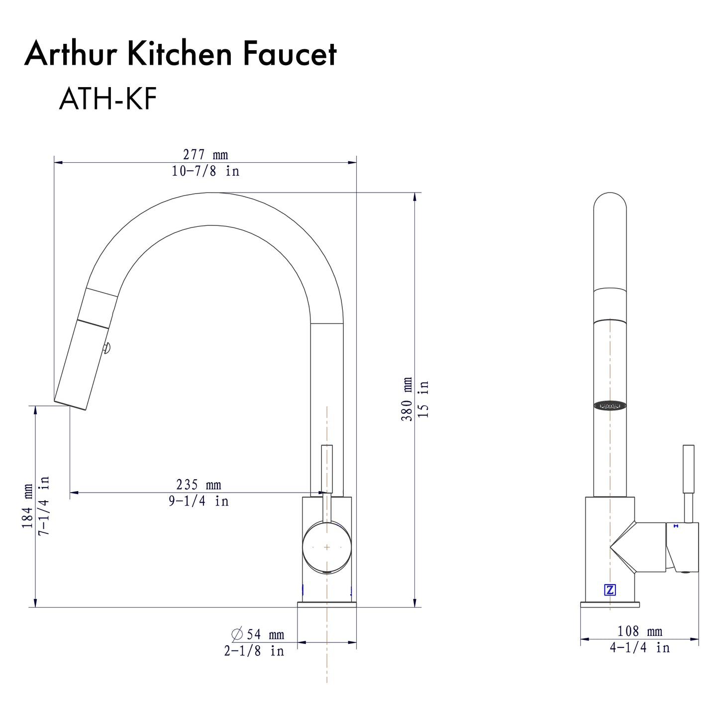 ATH-KF-MB - Arthur Kitchen Faucet in Matte Black