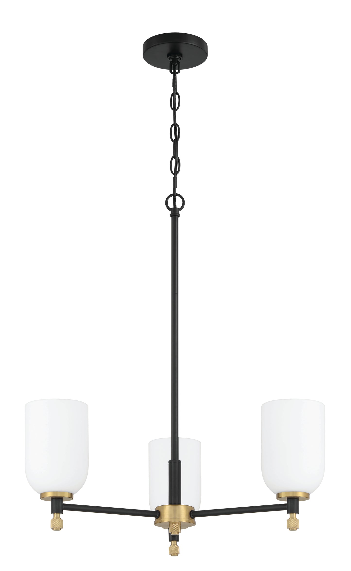 60323-FBSB - Council 3 Light 22" Wide Chandelier - Flat Black / Satin Brass