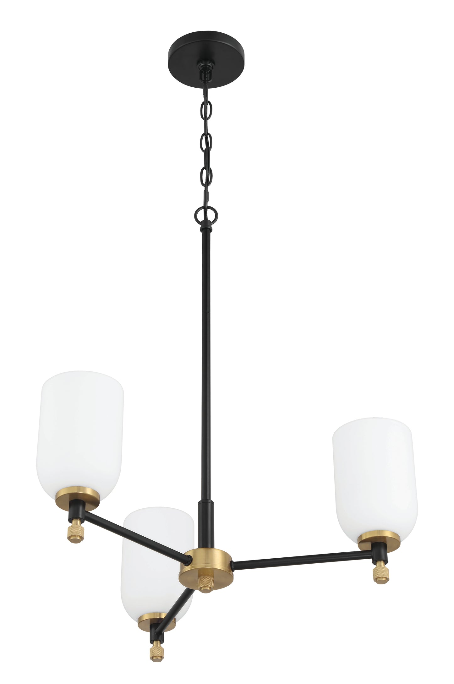 60323-FBSB - Council 3 Light 22" Wide Chandelier - Flat Black / Satin Brass