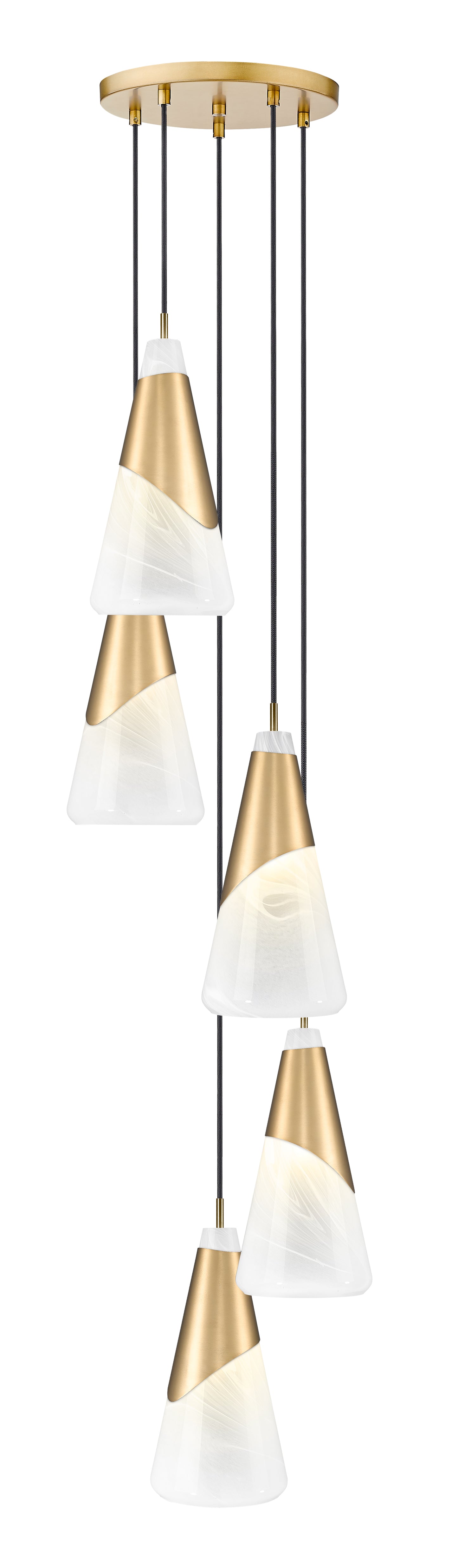 828P7-5R-MGLD - Aimie 5 Light 12" Chandelier - Modern Gold