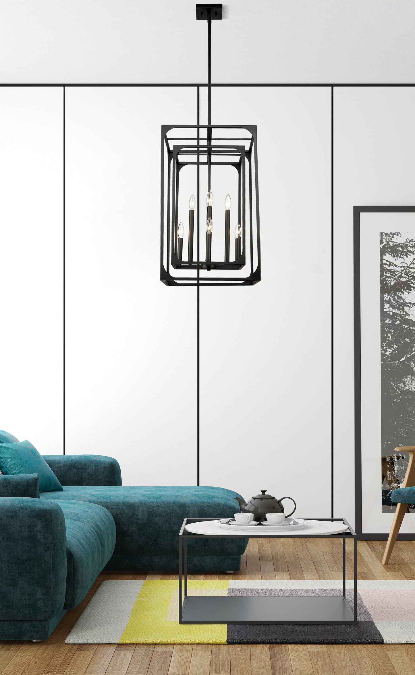 3038-8MB - Easton 8 Light 16" Chandelier - Matte Black