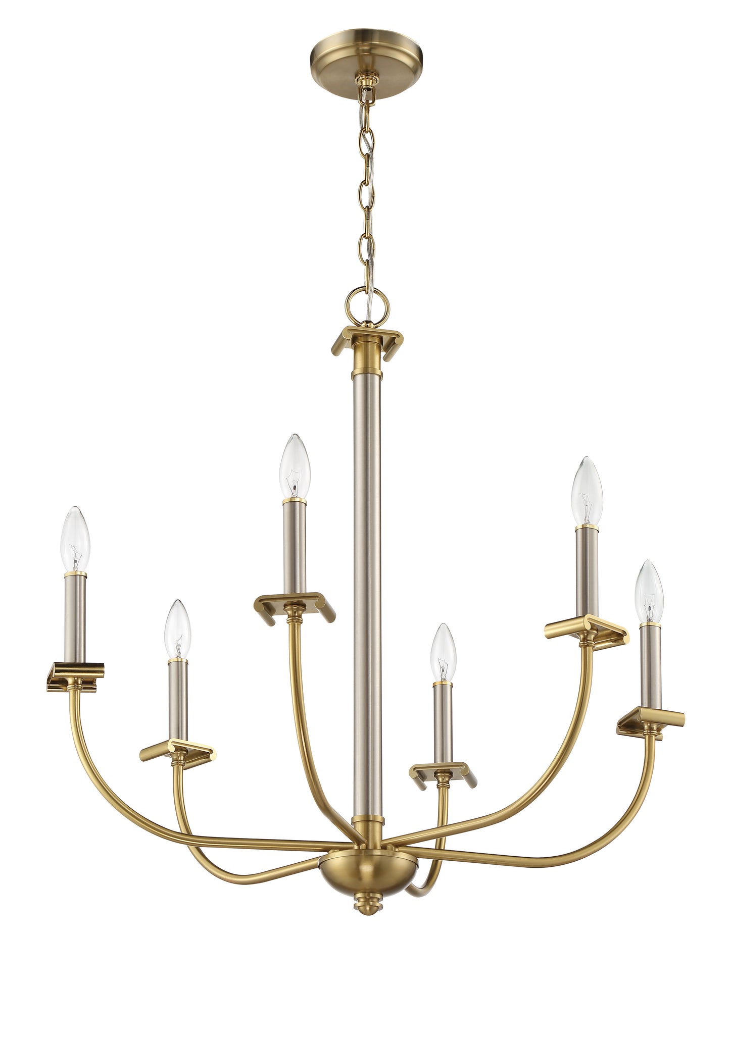 54826-BNKSB - Stanza 6 Light 26" Wide Chandelier - Brushed Polished Nickel / Satin Brass