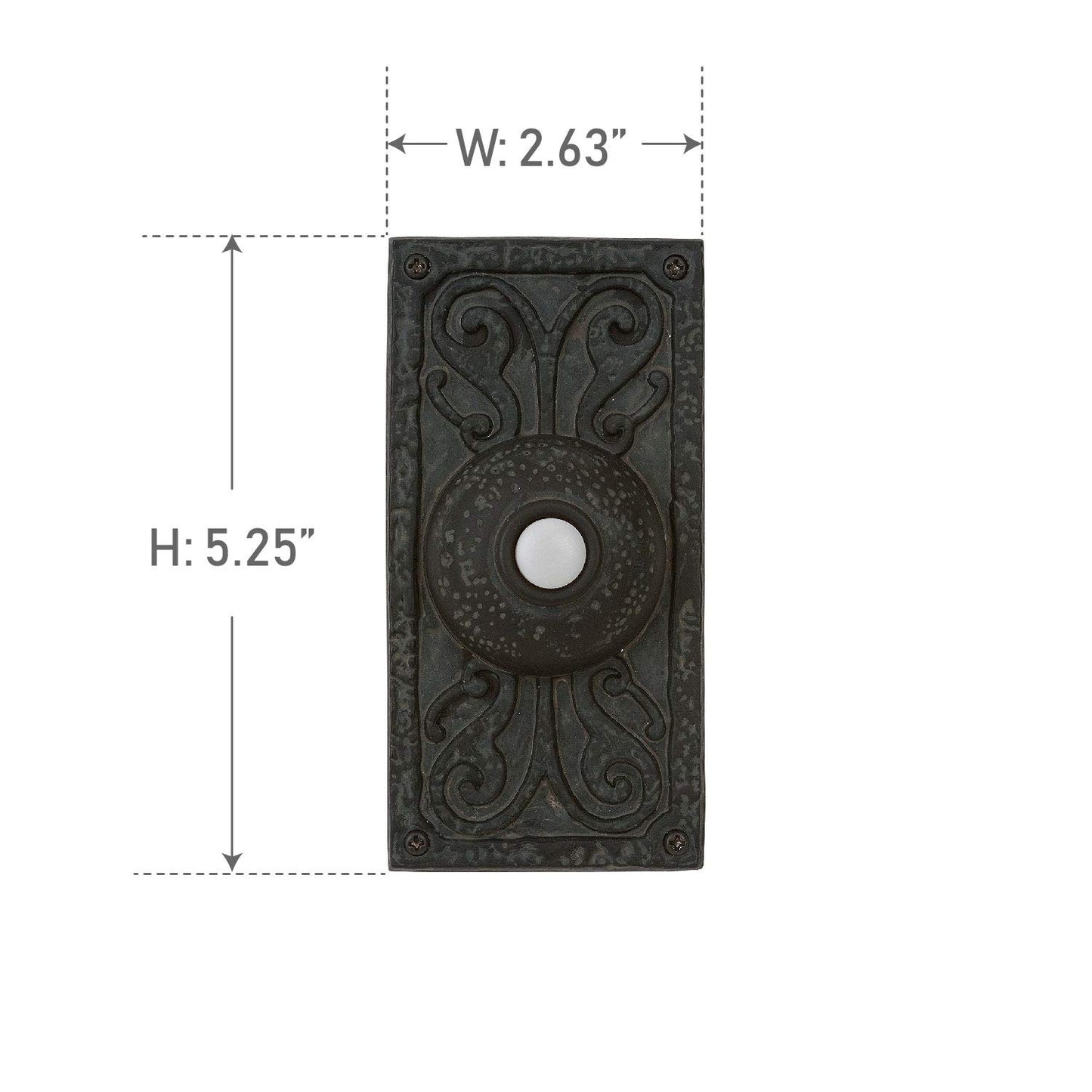PB3037-WB - Push Button-Surface Mount 1 Light 2.63" Wide Chime Button - Weathered Black
