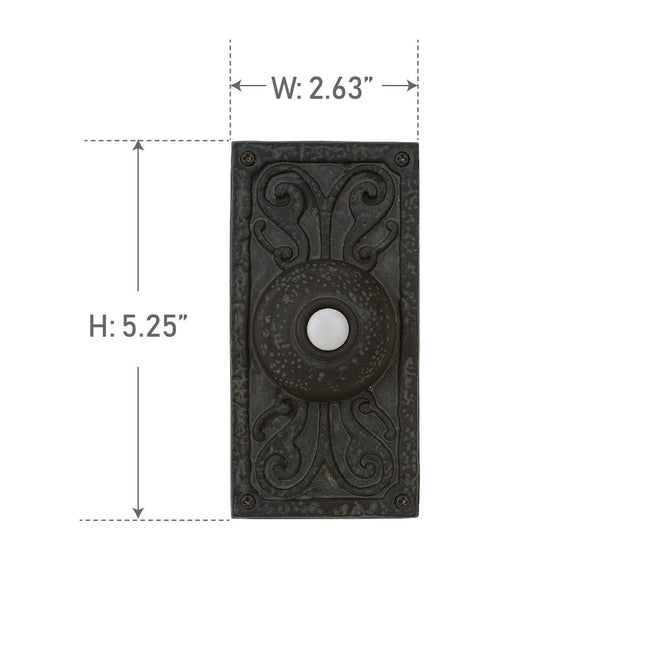 PB3037-WB - Push Button-Surface Mount 1 Light 2.63" Wide Chime Button - Weathered Black