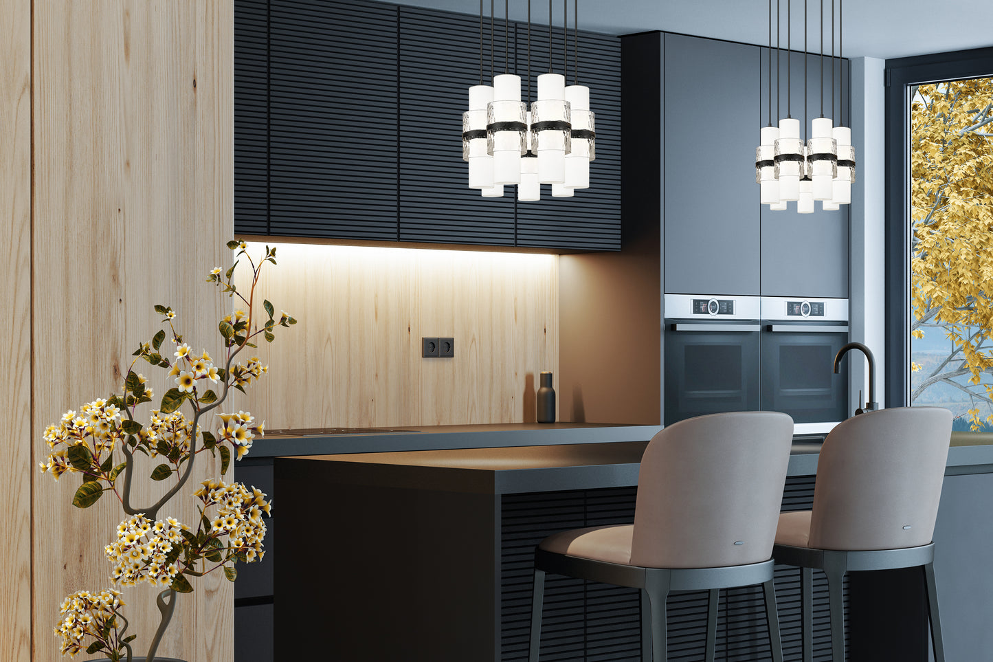 1946P-7R-MB - Cayden 7 Light 18" Chandelier - Matte Black