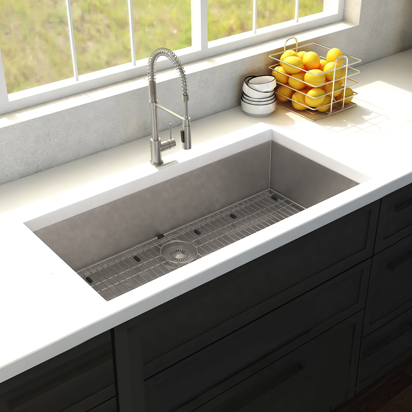 SRS-33 - 33" Meribel Undermount Single Bowl Stainless Steel Kitchen Sink with Bottom Grid