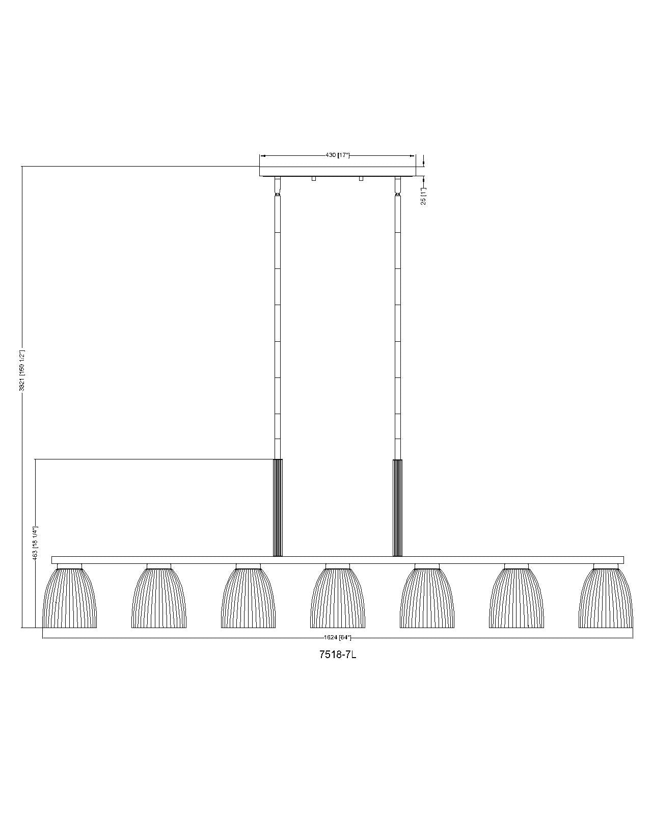 7518-7L-MB - Naya 7 Light Linear 64" Chandelier - Matte Black