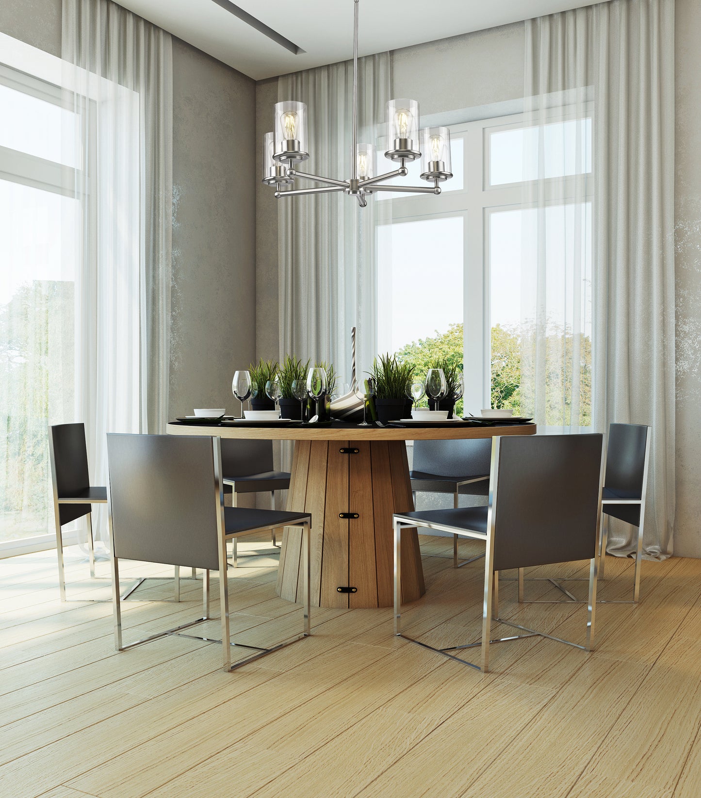 742-5BN - Thayer 5 Light 26" Chandelier - Brushed Nickel