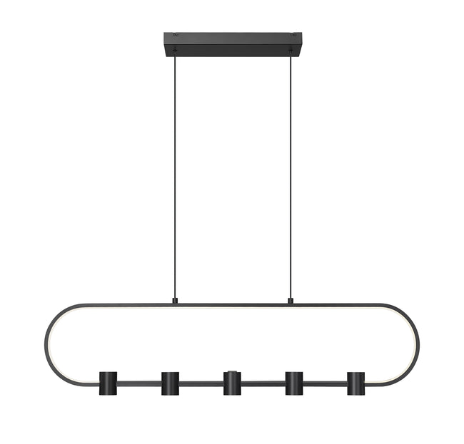 4101-42L-MB-LED - Saros 5 Light Linear 42" Chandelier - Matte Black