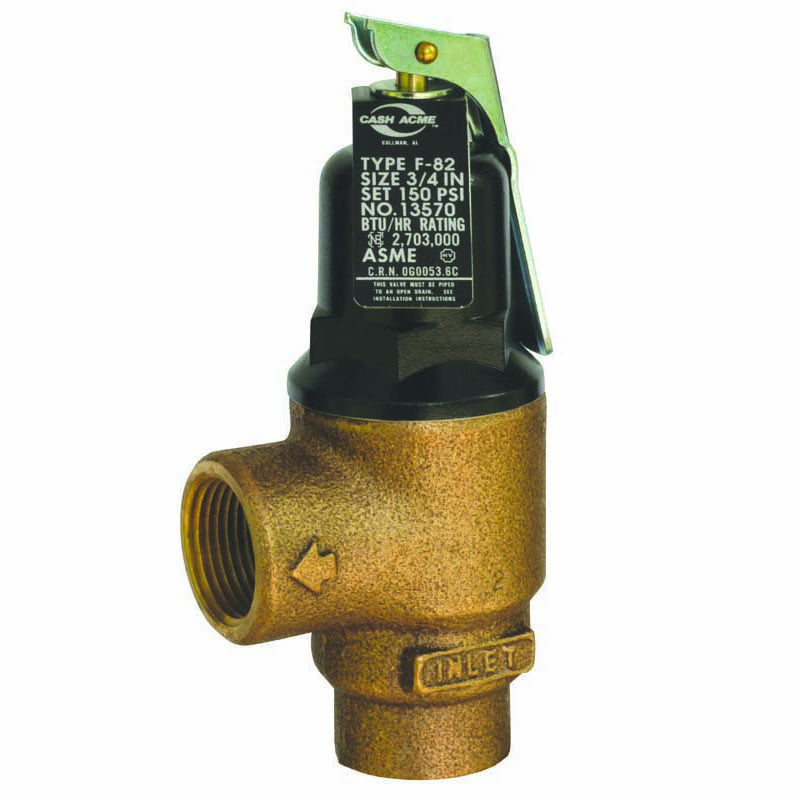 13570-0075 - 3/4" F-82 Bronze Pressure Relief Valve, 75 PSI