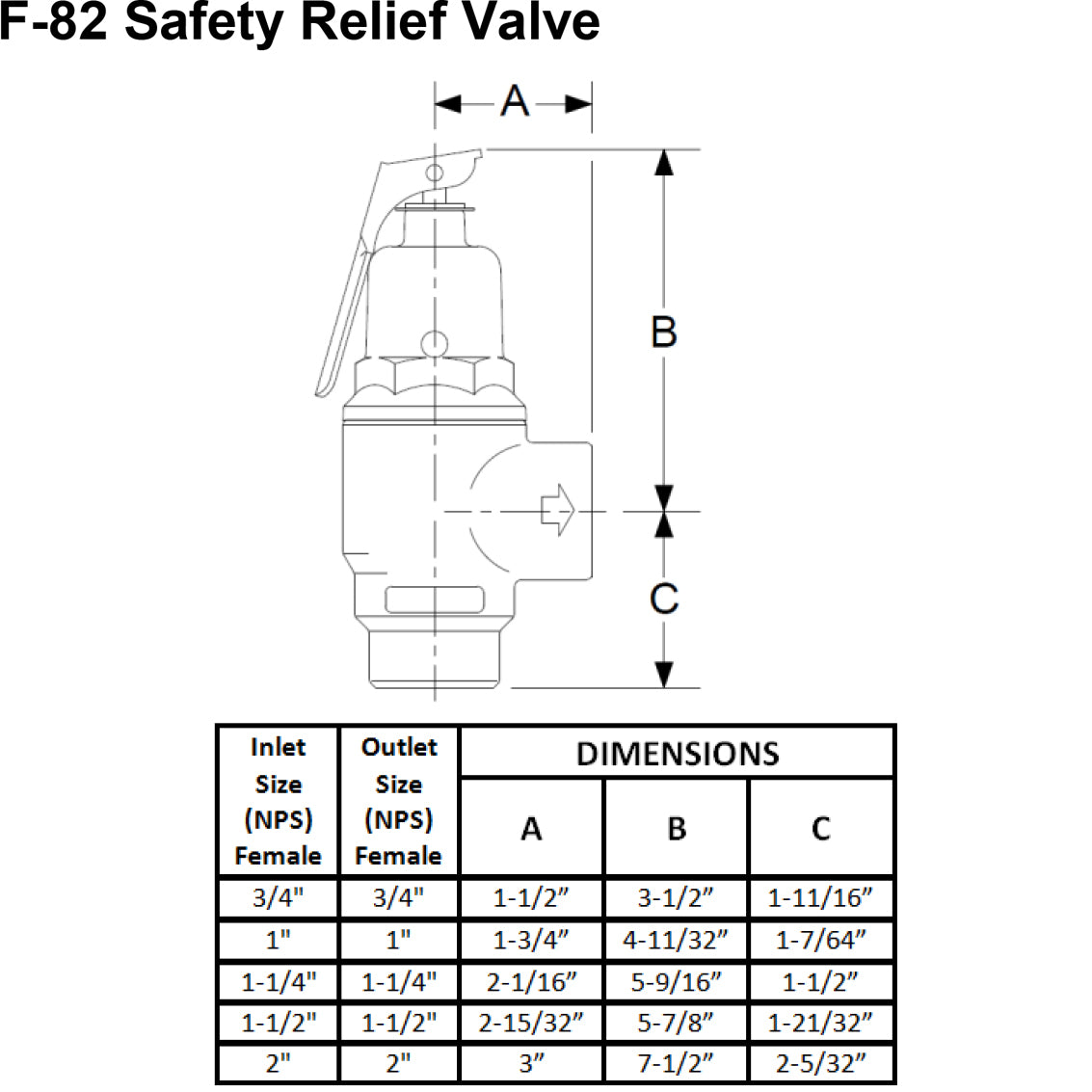 13570-0050 - 3/4" F-82 Bronze Pressure Relief Valve, 50 PSI