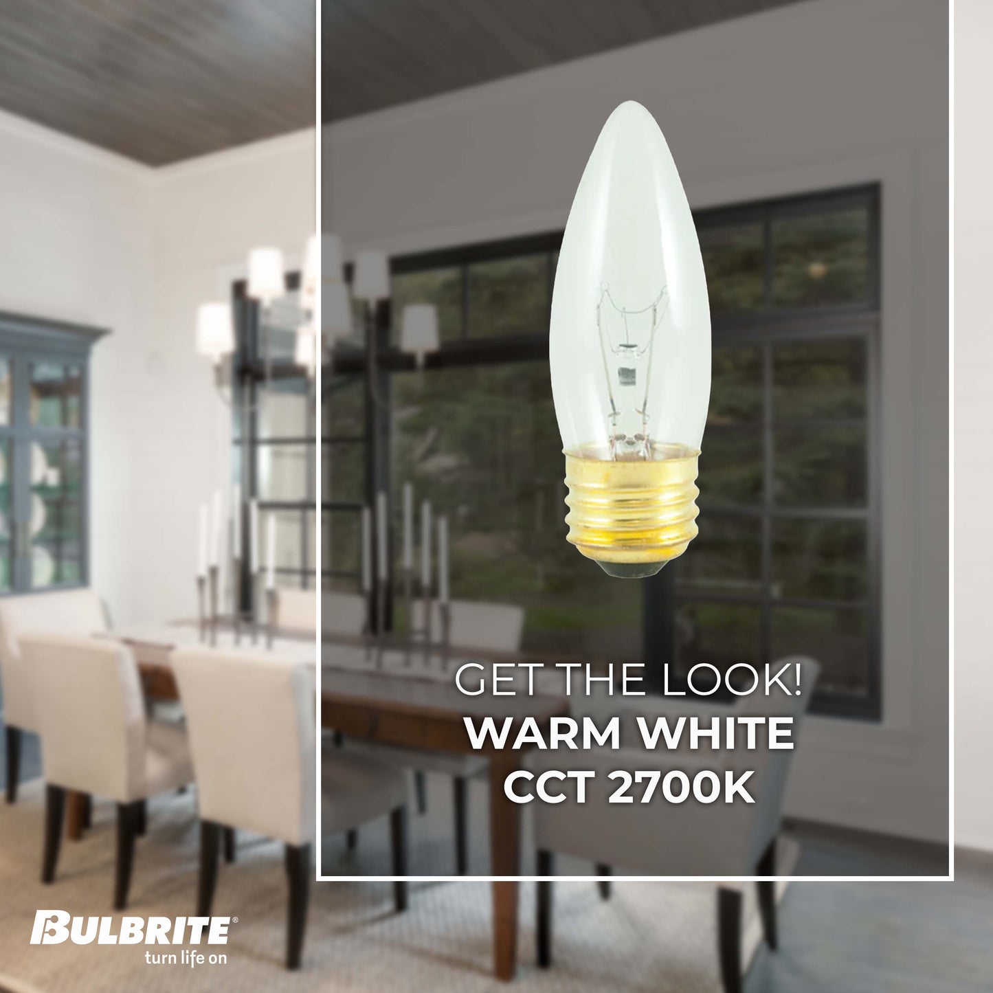495040 - Dimmable Clear B10 Incandescent Light Bulb - 40 Watt - 2700K - 25 Pack