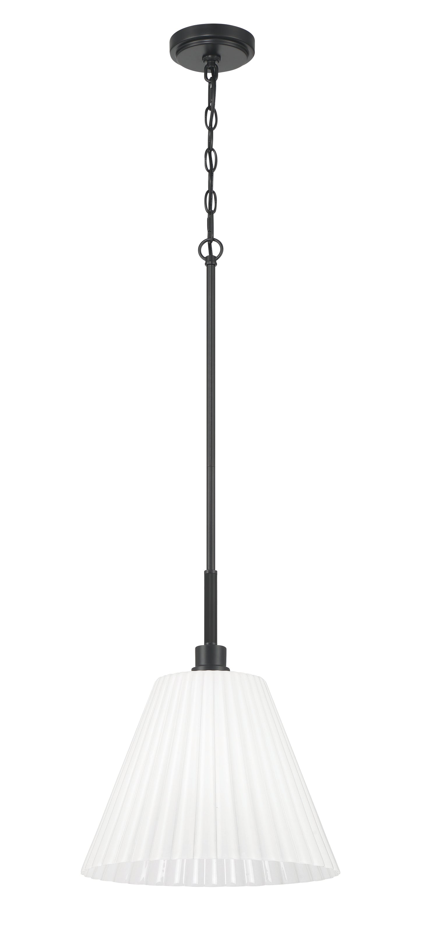 62392-FB - Pleated II 1 Light 14" Wide Pendant - Flat Black