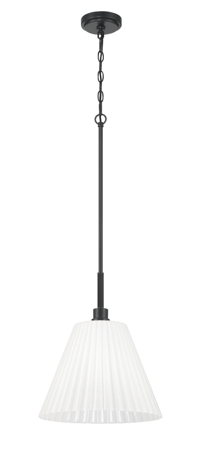 62392-FB - Pleated II 1 Light 14" Wide Pendant - Flat Black