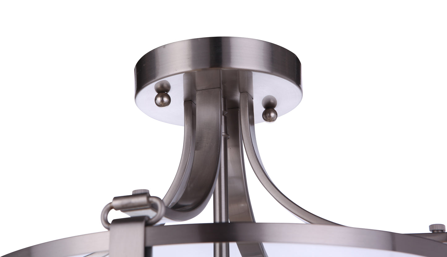 55353-BNK - Elliot 3 Light 13" Wide Semi Flush Mount - Brushed Nickel