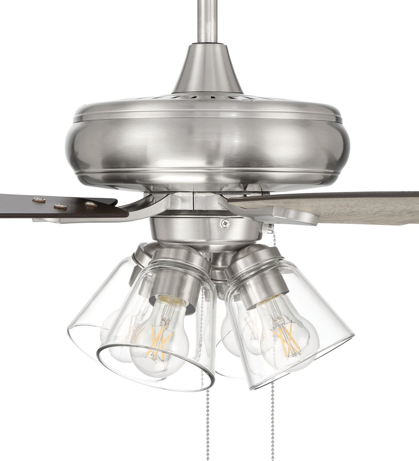 ECF104BNK5-DWWLN - Eos Clear 4 Light 52" 5 Blade Ceiling Fan with Light Kit - Brushed Nickel