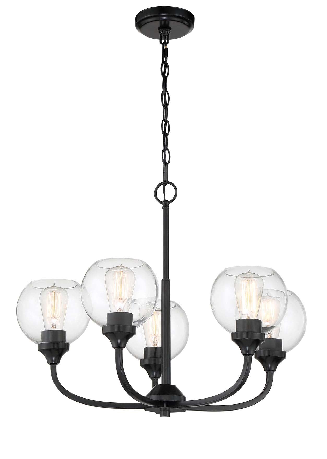 56225-FB - Glenda 5 Light 24" Wide Chandelier - Flat Black