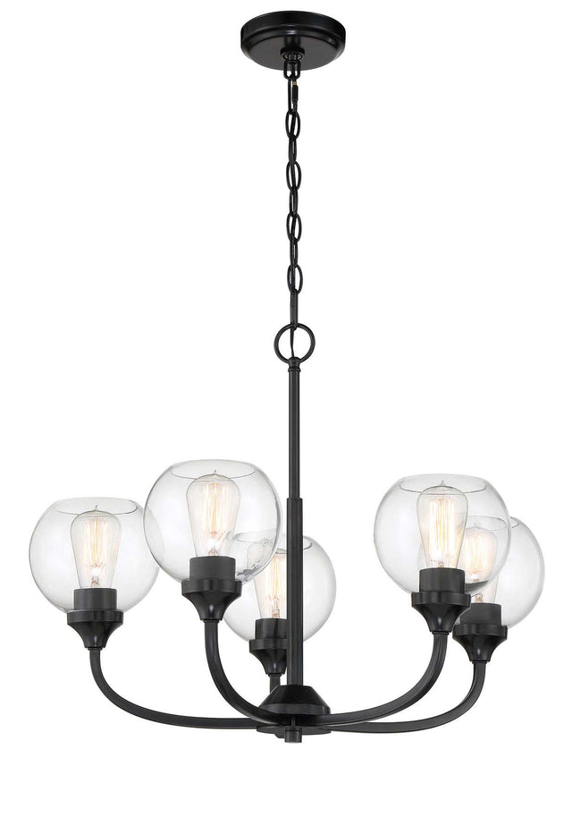 56225-FB - Glenda 5 Light 24" Wide Chandelier - Flat Black