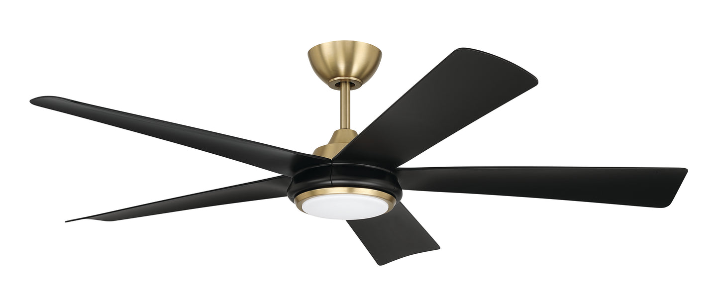 FRY52SBFB5 - Frye 52" 5-Blade Indoor ceiling Fan 52" 5 Blade Ceiling Fan with Light Kit - Satin Brass