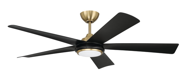 FRY52SBFB5 - Frye 52" 5-Blade Indoor ceiling Fan 52" 5 Blade Ceiling Fan with Light Kit - Satin Brass