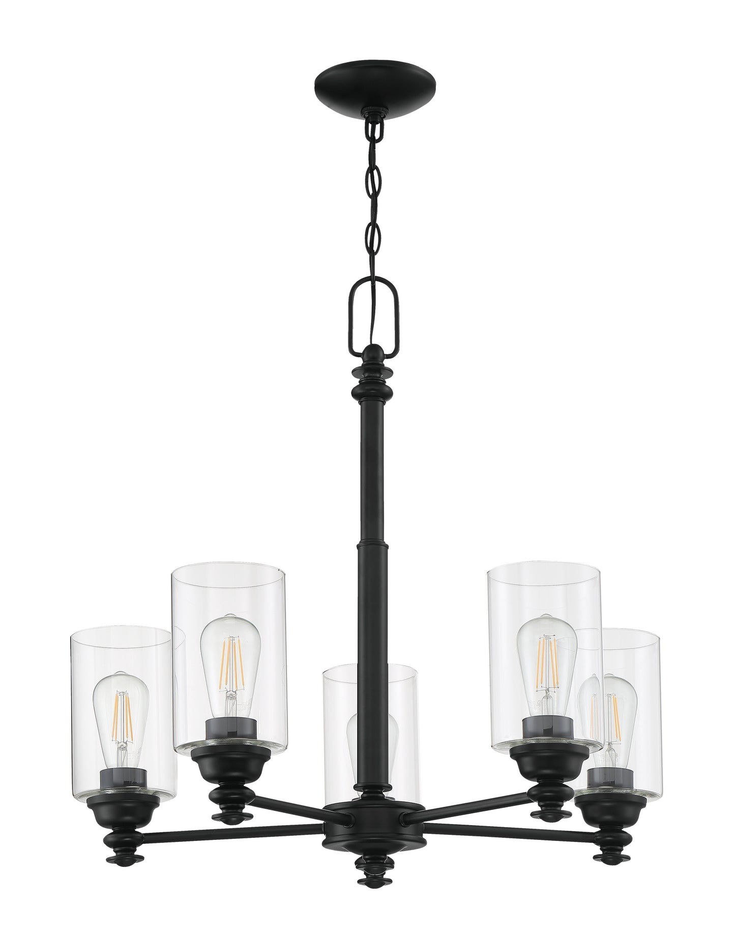 49825-FB-C - Dardyn 5 Light 25" Wide Chandelier - Flat Black