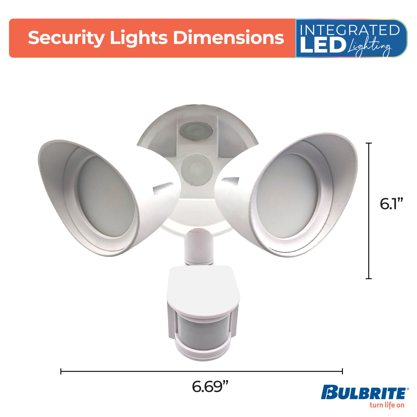 773702 - Motion Sensor / Dusk-To-Dawn Wired Outdoor 2-Head LED Security Flood Light, White Finish