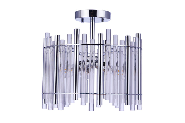 59253-CH - Reveal 3 Light 16" Wide Semi Flush Mount - Chrome