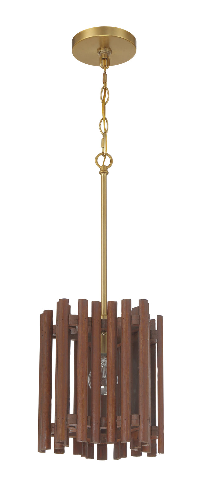 58491-SBWAL - Freeform 1 Light 9.5" Wide Pendant - Satin Brass / Walnut