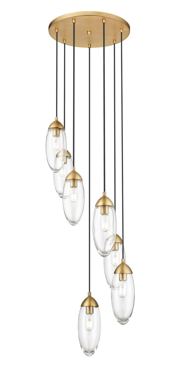 651P-7R-RB - Arden 7 Light 18" Chandelier - Rubbed Brass