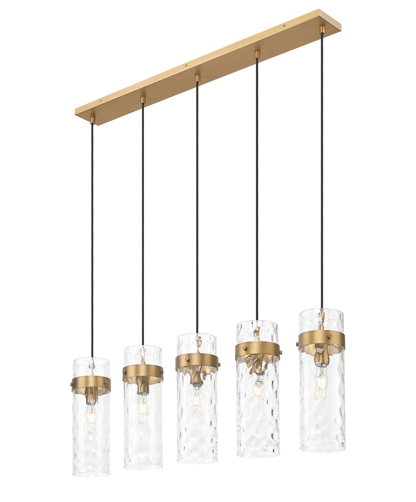 7002P5-5L-RB - Fontaine 5 Light Linear 44" Chandelier - Rubbed Brass
