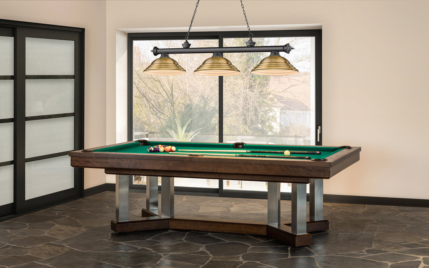 2306-3BP-SRB - Cordon 3 Light 58" Billiard - Bronze Plate