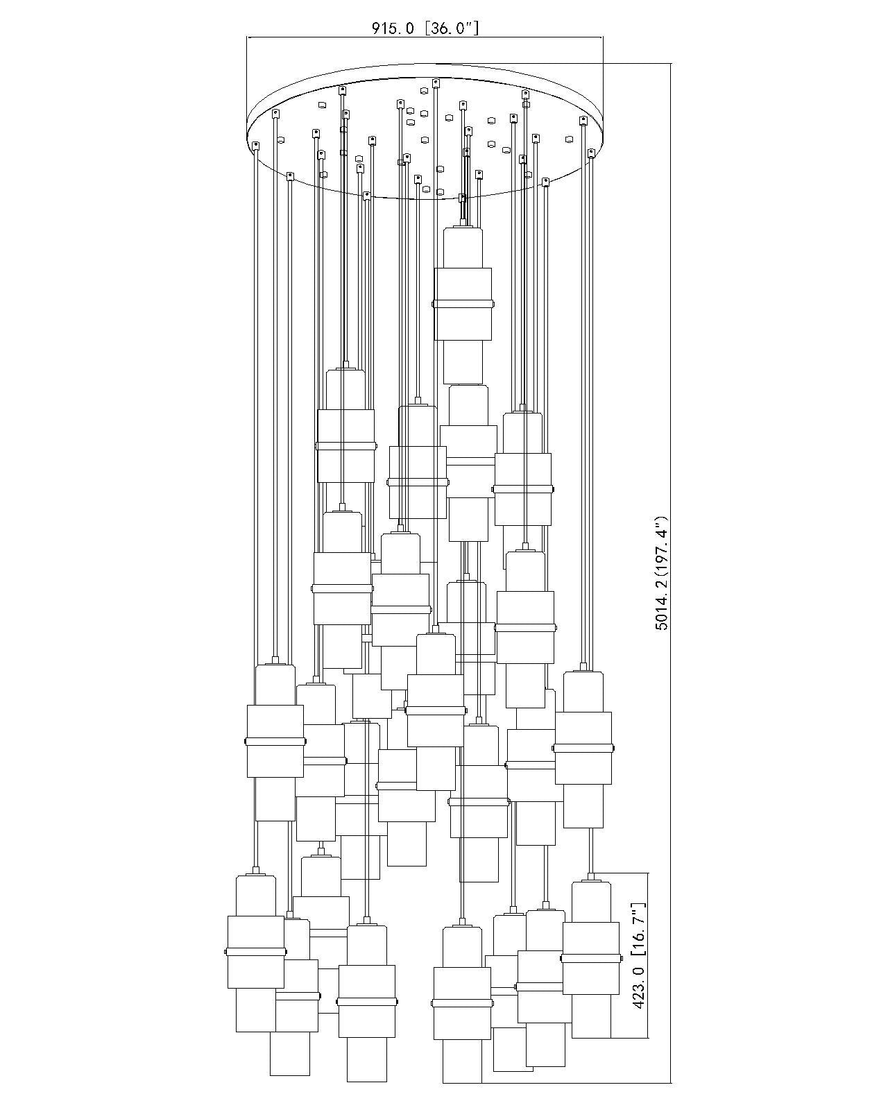 1946P-27R-MGLD - Cayden 27 Light 36" Chandelier - Modern Gold