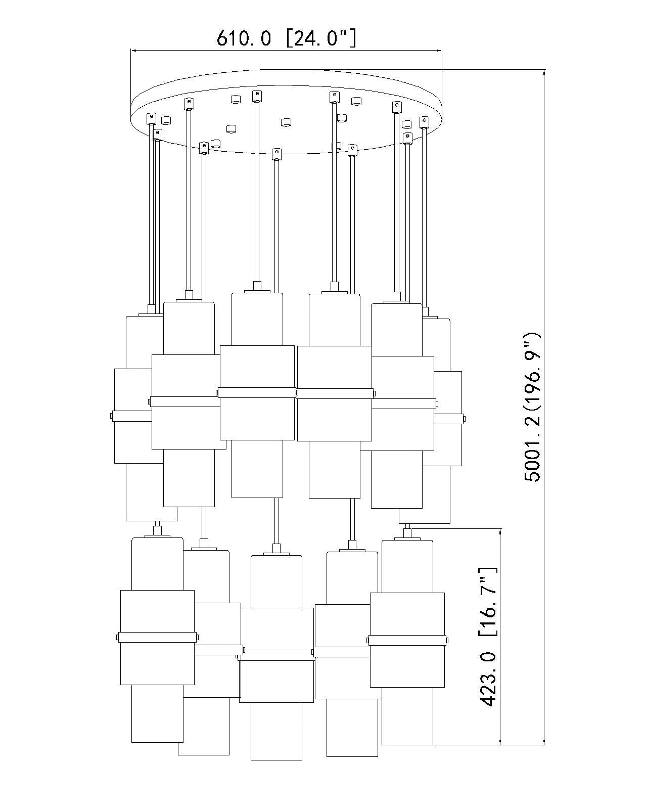 1946P-11R-MGLD - Cayden 11 Light 24" Chandelier - Modern Gold