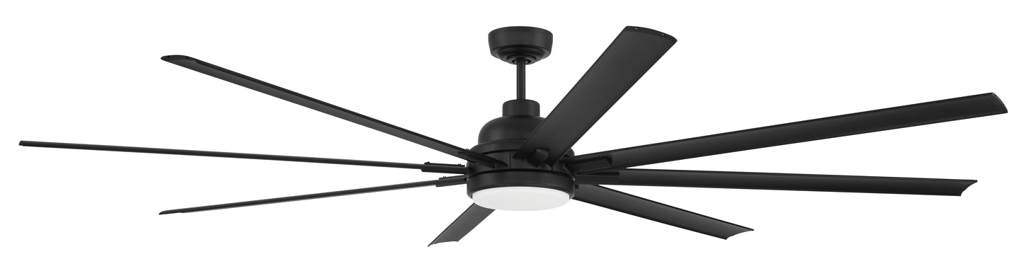RSH84FB8-NWF - Rush 84" Ceiling Fan Wet Rated no Wifi 84" 8 Blade Indoor Outdoor Ceiling Fan with Light Kit - Flat Black