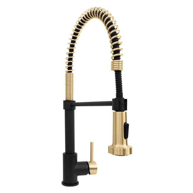 APL-KF-ZMBCB - Autograph Edition Apollo Pull Down Spring Single Handle Kitchen Faucet in Matte Black and Champagne Bronze