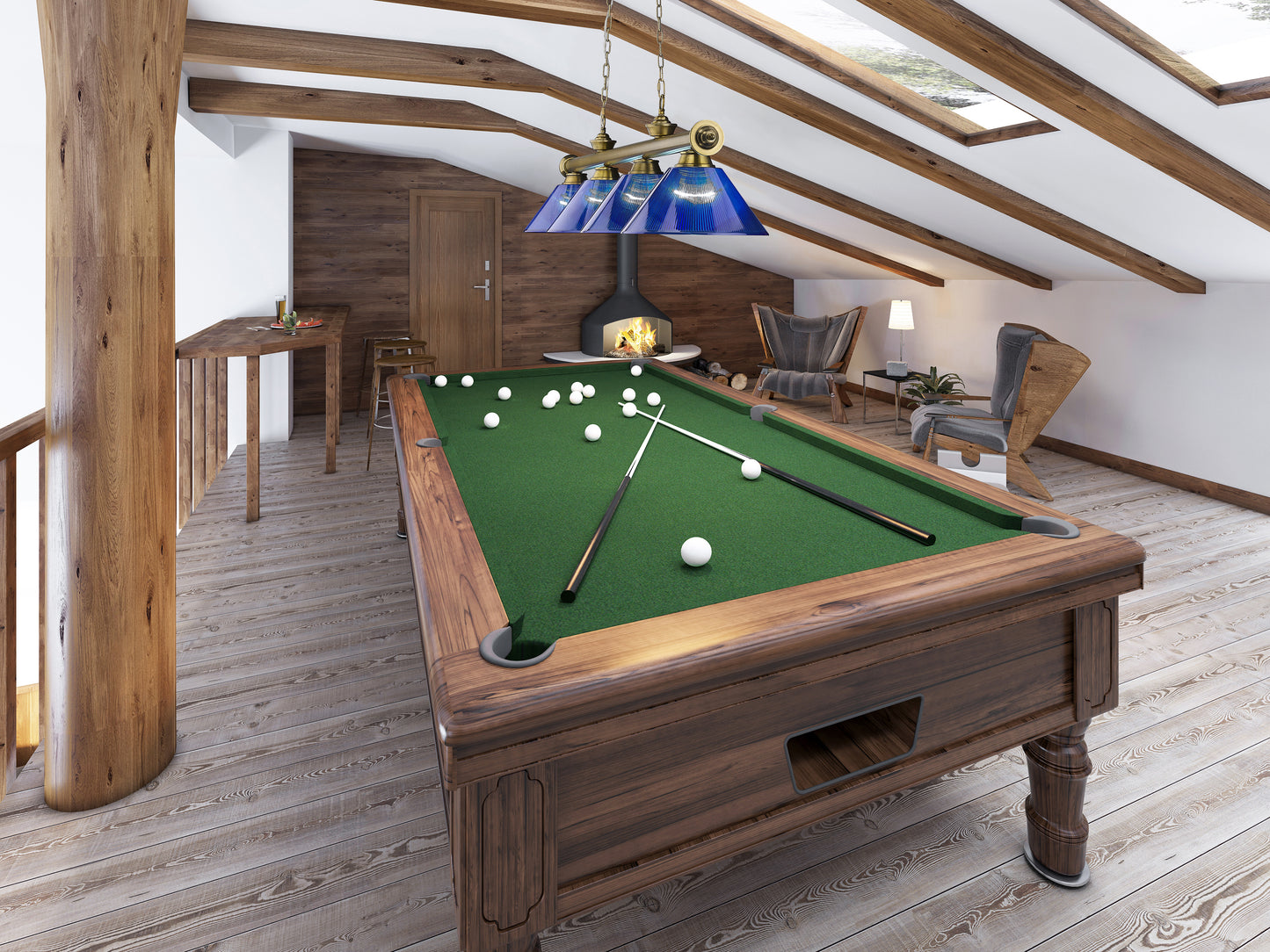 2306-4RB-ARDB - Cordon 4 Light 81" Billiard - Rubbed Brass