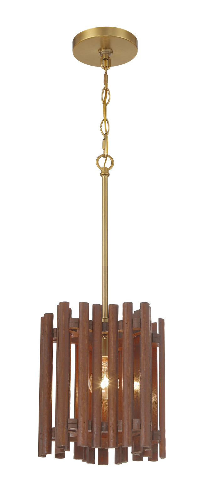 58491-SBWAL - Freeform 1 Light 9.5" Wide Pendant - Satin Brass / Walnut