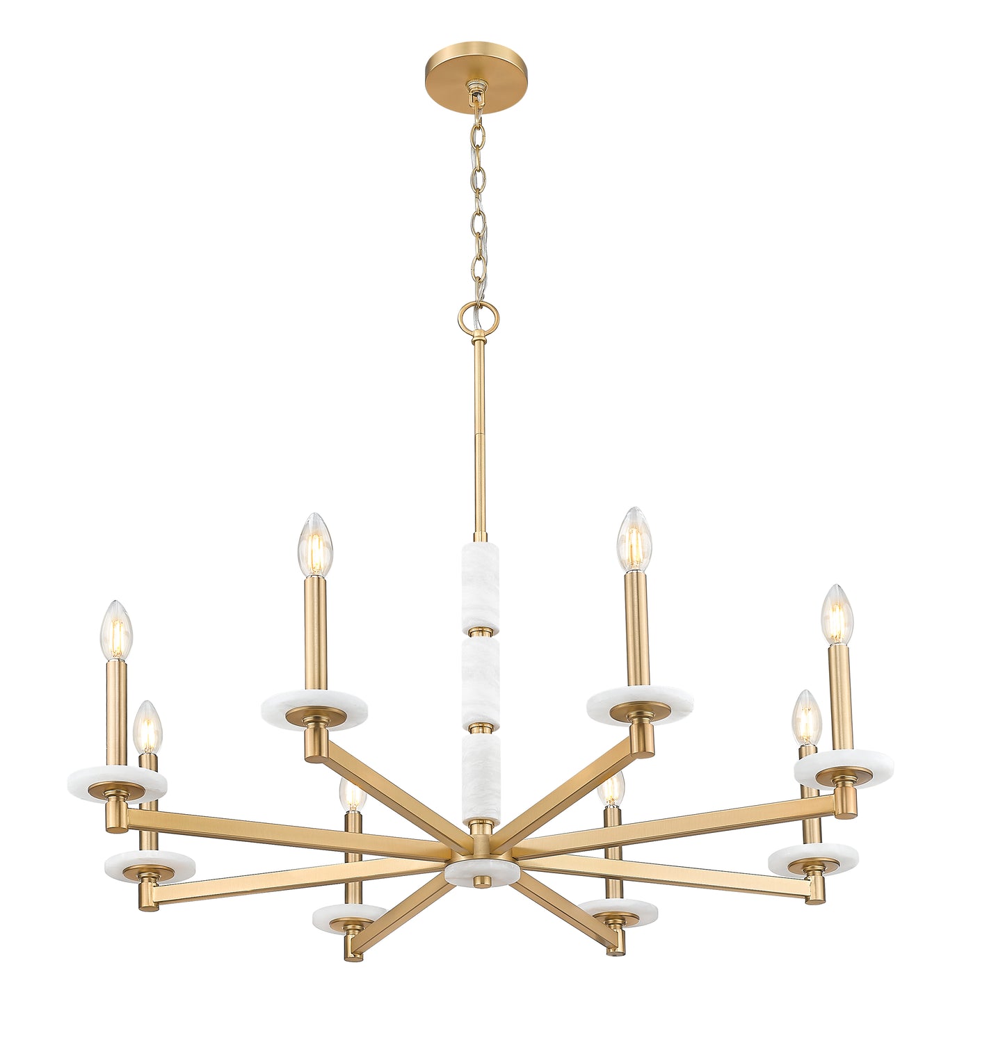 3045-8MGLD - Kaden 8 Light 36" Chandelier - Modern Gold