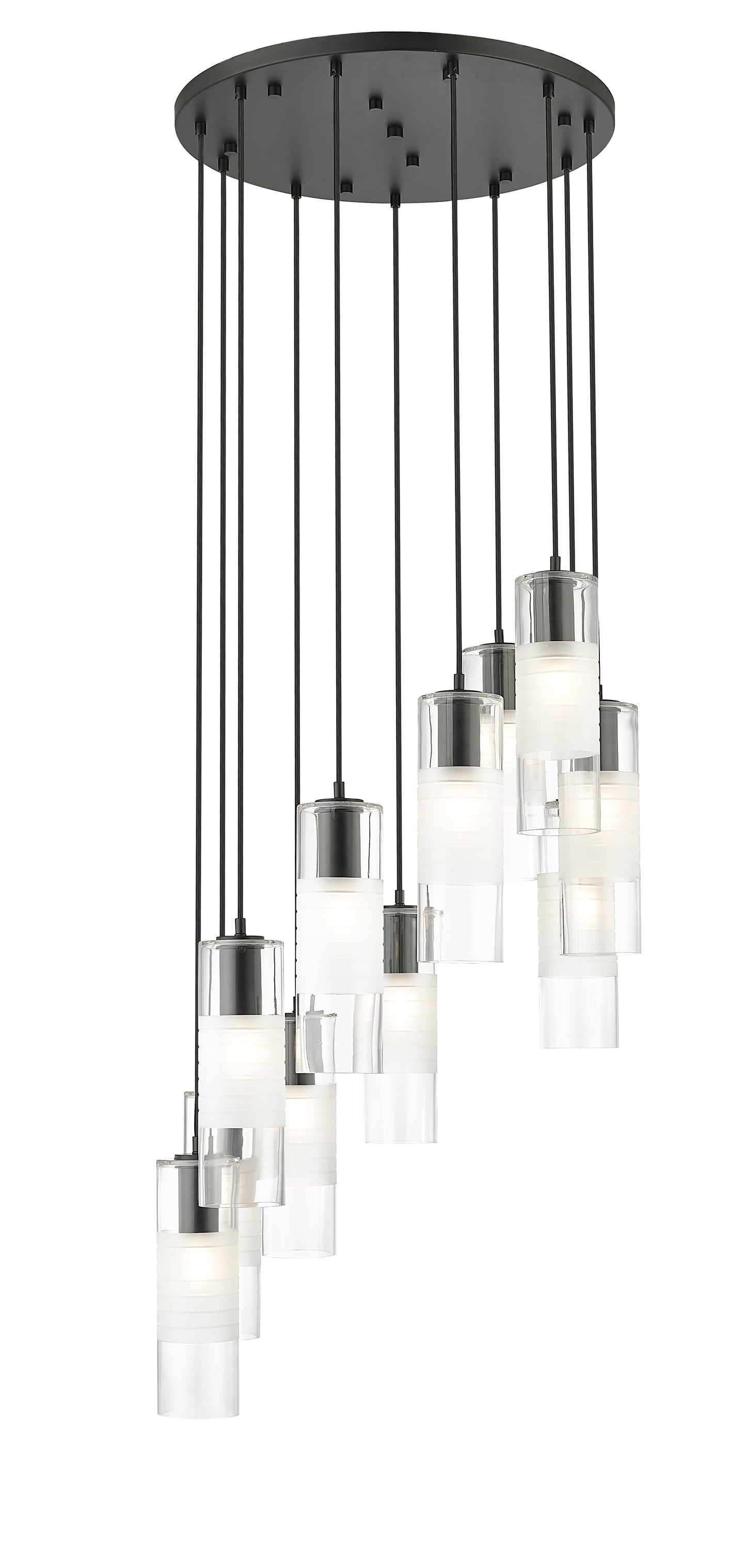824P-11R-MB - Alton 11 Light 24" Chandelier - Matte Black