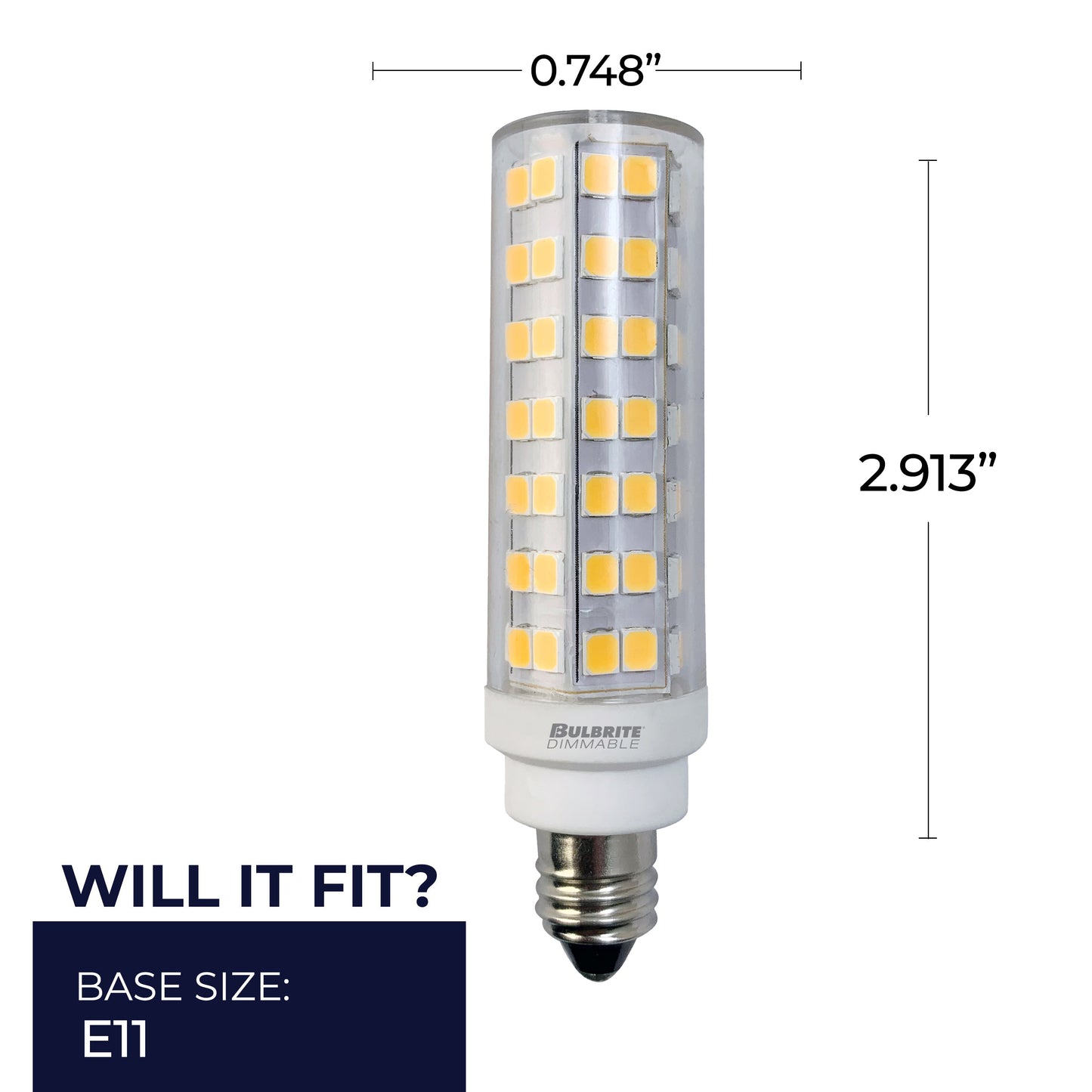 770641 - Dimmable T6 LED Mini Candelabra Light Bulb - 6.5 Watt - 3000K - 2 Pack