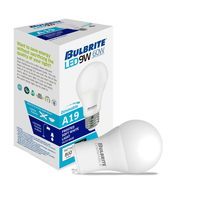 774242 - Dimmable Frost A19 LED GU24 Base Light Bulb - 9 Watt - 3000K - 4 Pack