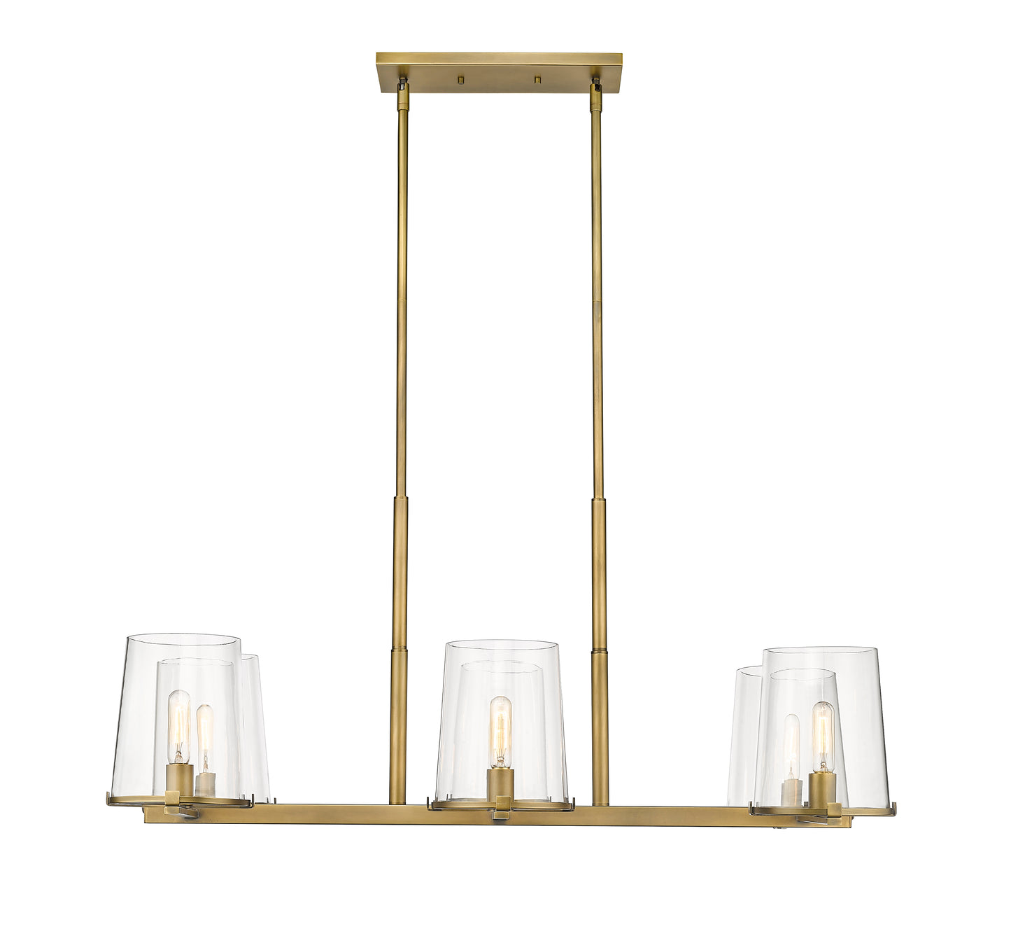 3032-6L-RB - Callista 6 Light Linear 44" Chandelier - Rubbed Brass