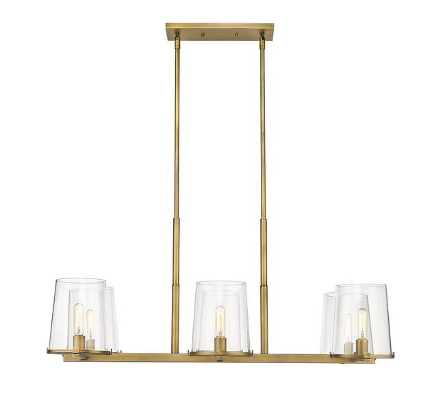 3032-6L-RB - Callista 6 Light Linear 44" Chandelier - Rubbed Brass